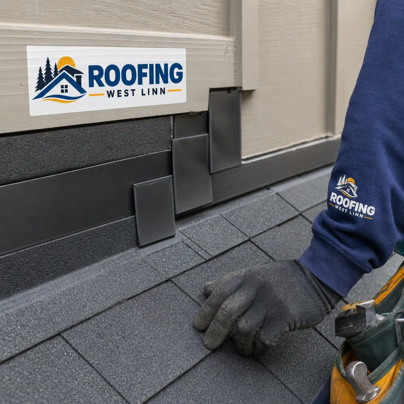 Properly layered step flashing and shingles at a roof sidewall
